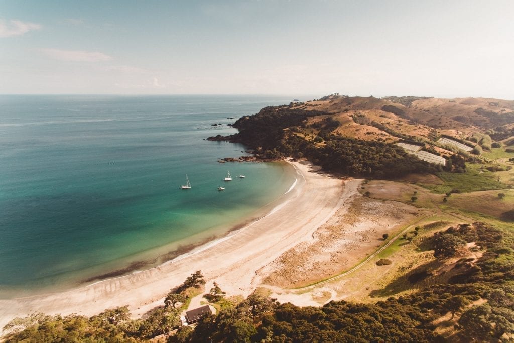 drone photograph over waiheke island