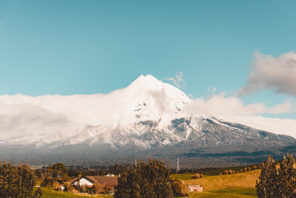 snow capped mount taranaki