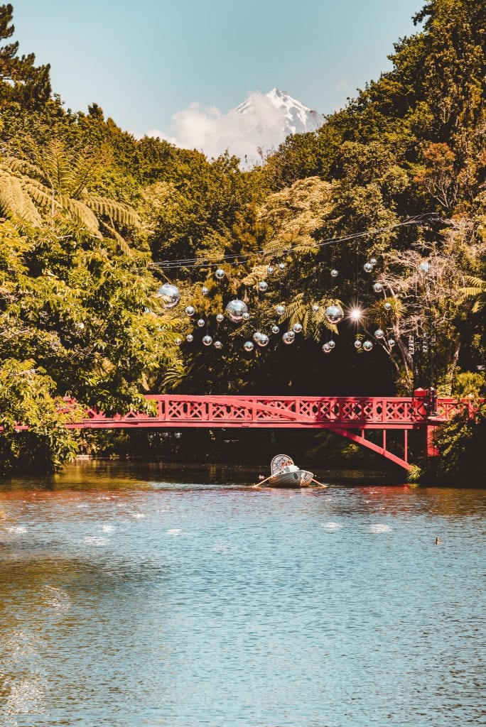 a boat on the lake at pukekura park in new plymouth